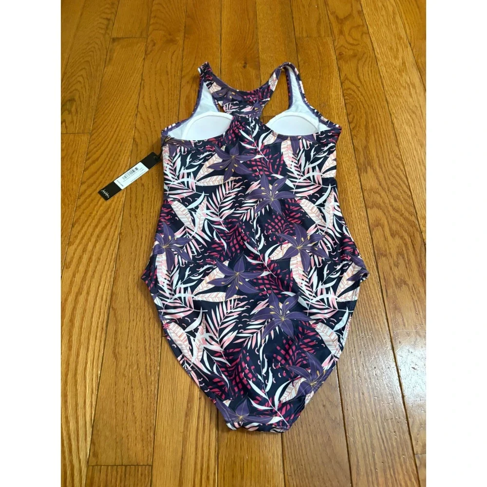 New Nicole Miller Studio Womens Racerback One Piece Swimsuit Raspberry Sorbet S